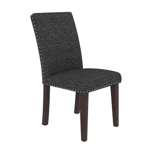 English Elm 25" High-back Upholstered Dining Chair Set of 2 with Solid Wood Legs for Formal Rooms Grey+Brown B2757P456192