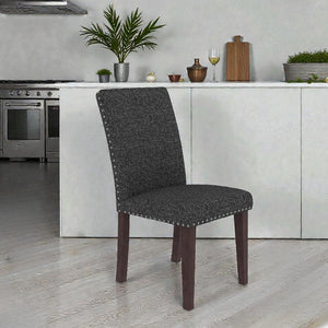 English Elm 25" High-back Upholstered Dining Chair Set of 2 with Solid Wood Legs for Formal Rooms Grey+Brown B2757P456192