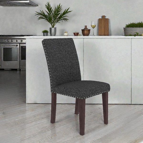 English Elm 25" High-back Upholstered Dining Chair Set of 2 with Solid Wood Legs for Formal Rooms Grey+Brown B2757P456192