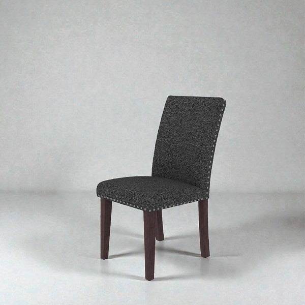 English Elm 25" High-back Upholstered Dining Chair Set of 2 with Solid Wood Legs for Formal Rooms Grey+Brown B2757P456192