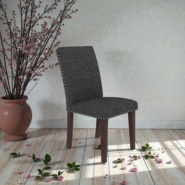 English Elm 25" High-back Upholstered Dining Chair Set of 2 with Solid Wood Legs for Formal Rooms Grey+Brown B2757P456192