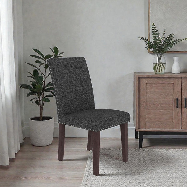English Elm 25" High-back Upholstered Dining Chair Set of 2 with Solid Wood Legs for Formal Rooms Grey+Brown B2757P456192