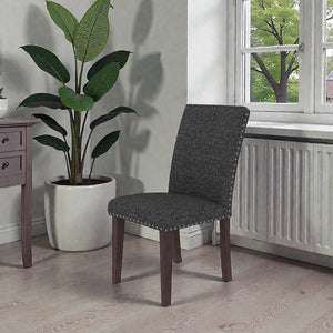 English Elm 25" High-back Upholstered Dining Chair Set of 2 with Solid Wood Legs for Formal Rooms Grey+Brown B2757P456192