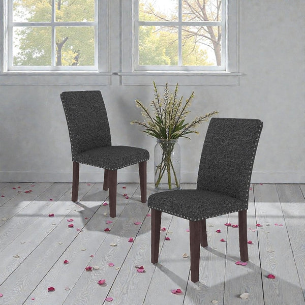 English Elm 25" High-back Upholstered Dining Chair Set of 2 with Solid Wood Legs for Formal Rooms Grey+Brown B2757P456192