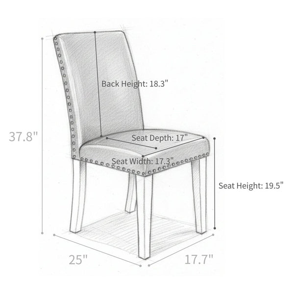 English Elm 25" High-back Upholstered Dining Chair Set of 2 with Solid Wood Legs for Formal Rooms Grey+Brown B2757P456192