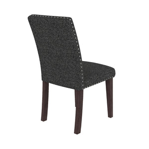 English Elm 25" High-back Upholstered Dining Chair Set of 2 with Solid Wood Legs for Formal Rooms Grey+Brown B2757P456192