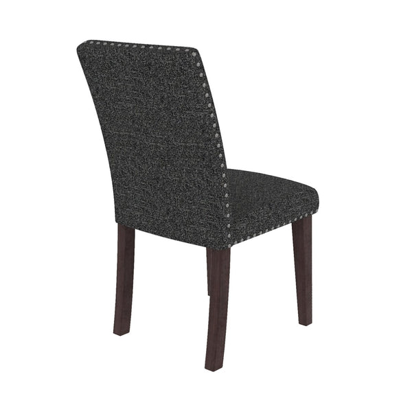 English Elm 25" High-back Upholstered Dining Chair Set of 2 with Solid Wood Legs for Formal Rooms Grey+Brown B2757P456192