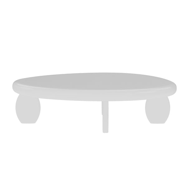 English Elm 46" Oval Coffee Table with Sculptural Pebble Legs and Glossy Lacquer Finish White B2757P456193