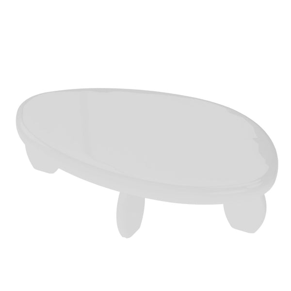 English Elm 46" Oval Coffee Table with Sculptural Pebble Legs and Glossy Lacquer Finish White B2757P456193