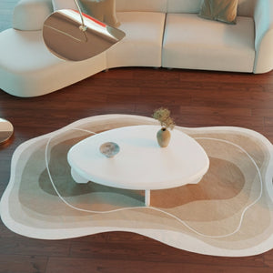 English Elm 46" Oval Coffee Table with Sculptural Pebble Legs and Glossy Lacquer Finish White B2757P456193