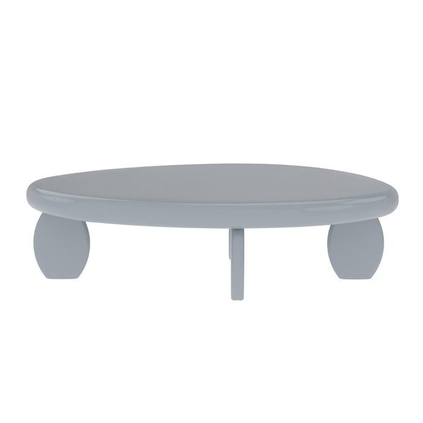 English Elm 46" Oval Coffee Table with Sculptural Pebble Legs and Glossy Lacquer Finish Gray B2757P456194