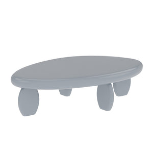 English Elm 46" Oval Coffee Table with Sculptural Pebble Legs and Glossy Lacquer Finish Gray B2757P456194