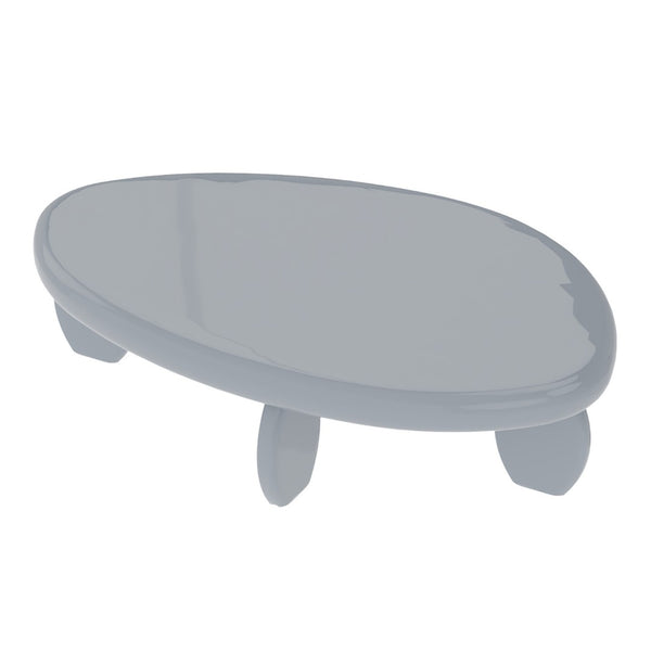 English Elm 46" Oval Coffee Table with Sculptural Pebble Legs and Glossy Lacquer Finish Gray B2757P456194