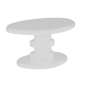 English Elm 30" Cobblestone Sculpted End Table Glossy Finish Organic Modern Living Room Accent White B2757P456195