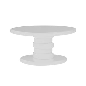 English Elm 30" Cobblestone Sculpted End Table Glossy Finish Organic Modern Living Room Accent White B2757P456195