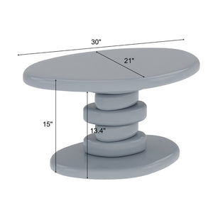 English Elm 30" Cobblestone Sculpted End Table Glossy Finish Organic Modern Living Room Accent Gray B2757P456196