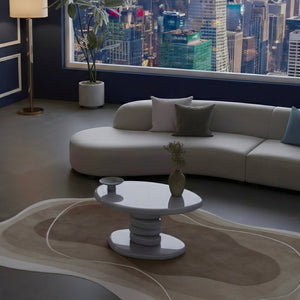 English Elm 30" Cobblestone Sculpted End Table Glossy Finish Organic Modern Living Room Accent Gray B2757P456196