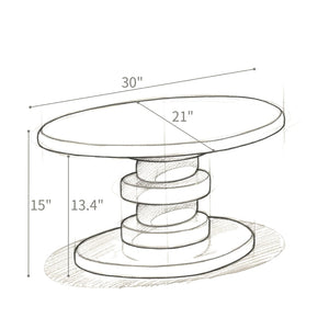 English Elm 30" Cobblestone Sculpted End Table Glossy Finish Organic Modern Living Room Accent Gray B2757P456196