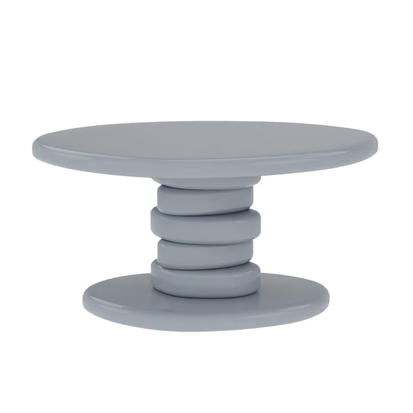 English Elm 30" Cobblestone Sculpted End Table Glossy Finish Organic Modern Living Room Accent Gray B2757P456196