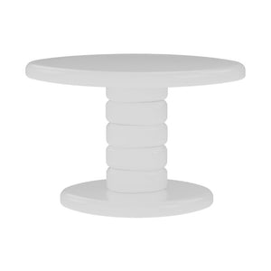 English Elm 22.6 Inch Sculptural Cobblestone Pedestal End Table Glossy Finish for Modern Living Rooms White B2757P456197