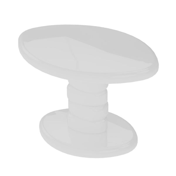 English Elm 22.6 Inch Sculptural Cobblestone Pedestal End Table Glossy Finish for Modern Living Rooms White B2757P456197