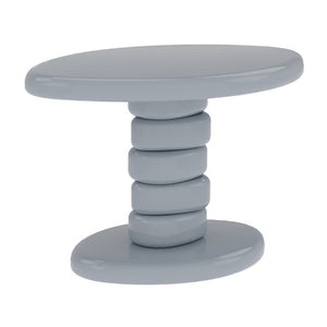 English Elm 22.6 Inch Sculptural Cobblestone Pedestal End Table Glossy Finish for Modern Living Rooms Gray B2757P456198
