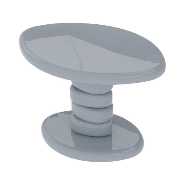 English Elm 22.6 Inch Sculptural Cobblestone Pedestal End Table Glossy Finish for Modern Living Rooms Gray B2757P456198