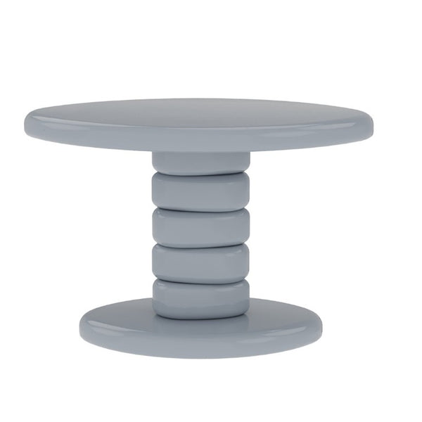 English Elm 22.6 Inch Sculptural Cobblestone Pedestal End Table Glossy Finish for Modern Living Rooms Gray B2757P456198