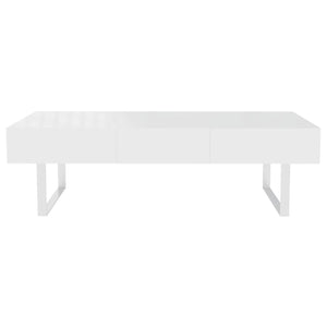 English Elm 52.4" Rectangular Coffee Table High Gloss Lacquer Hidden Drawers Modern Living Room White B2757P456201