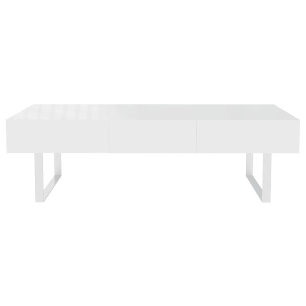 English Elm 52.4" Rectangular Coffee Table High Gloss Lacquer Hidden Drawers Modern Living Room White B2757P456201