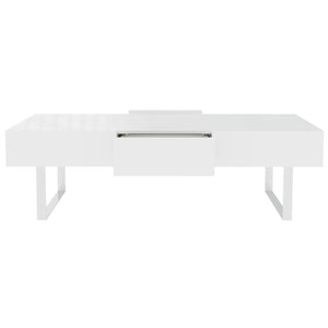 English Elm 52.4" Rectangular Coffee Table High Gloss Lacquer Hidden Drawers Modern Living Room White B2757P456201