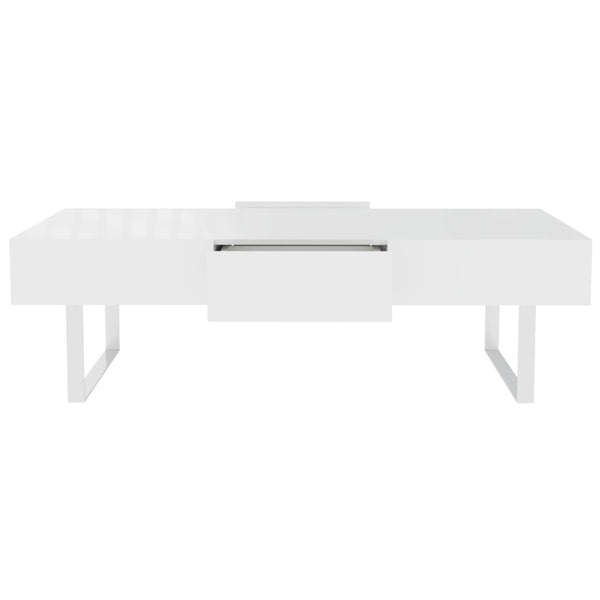 English Elm 52.4" Rectangular Coffee Table High Gloss Lacquer Hidden Drawers Modern Living Room White B2757P456201