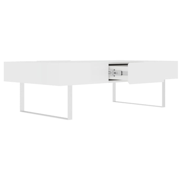 English Elm 52.4" Rectangular Coffee Table High Gloss Lacquer Hidden Drawers Modern Living Room White B2757P456201