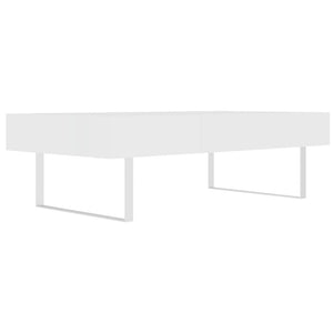 English Elm 52.4" Rectangular Coffee Table High Gloss Lacquer Hidden Drawers Modern Living Room White B2757P456201