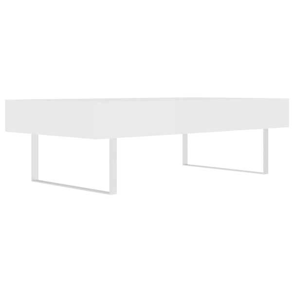 English Elm 52.4" Rectangular Coffee Table High Gloss Lacquer Hidden Drawers Modern Living Room White B2757P456201