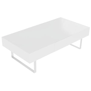 English Elm 52.4" Rectangular Coffee Table High Gloss Lacquer Hidden Drawers Modern Living Room White B2757P456201