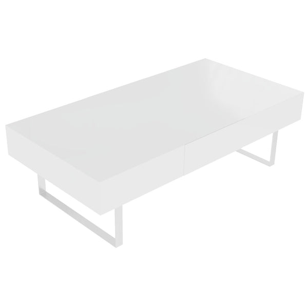 English Elm 52.4" Rectangular Coffee Table High Gloss Lacquer Hidden Drawers Modern Living Room White B2757P456201