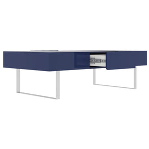 English Elm 52.4" Rectangular Coffee Table High Gloss Lacquer Hidden Drawers Modern Living Room Blue B2757P456202