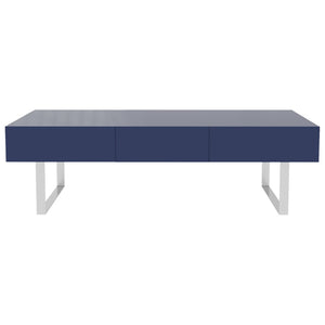 English Elm 52.4" Rectangular Coffee Table High Gloss Lacquer Hidden Drawers Modern Living Room Blue B2757P456202