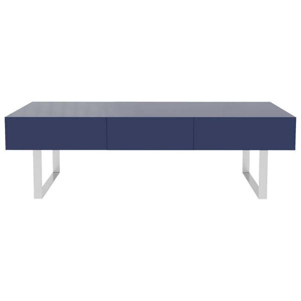 English Elm 52.4" Rectangular Coffee Table High Gloss Lacquer Hidden Drawers Modern Living Room Blue B2757P456202