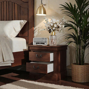 English Elm 22" Classic Wood Nightstand with Crown Molding and Scroll Pulls for Traditional Bedrooms Cherry B2757P456203