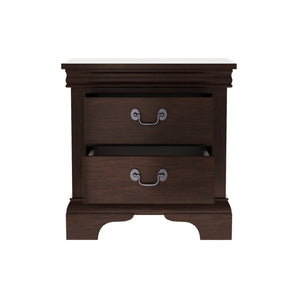 English Elm 22" Classic Wood Nightstand with Crown Molding and Scroll Pulls for Traditional Bedrooms Cherry B2757P456203