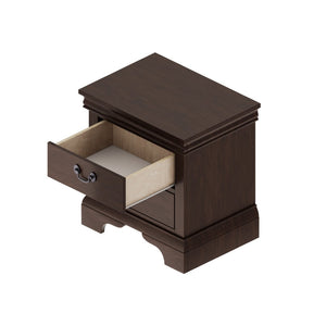 English Elm 22" Classic Wood Nightstand with Crown Molding and Scroll Pulls for Traditional Bedrooms Cherry B2757P456203