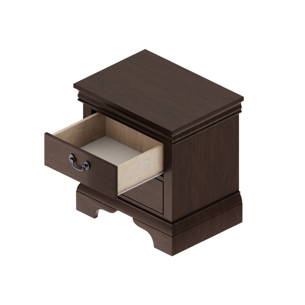 English Elm 22" Classic Wood Nightstand with Crown Molding and Scroll Pulls for Traditional Bedrooms Cherry B2757P456203