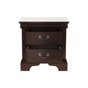 English Elm 22" Classic Wood Nightstand with Crown Molding and Scroll Pulls for Traditional Bedrooms Cherry B2757P456203