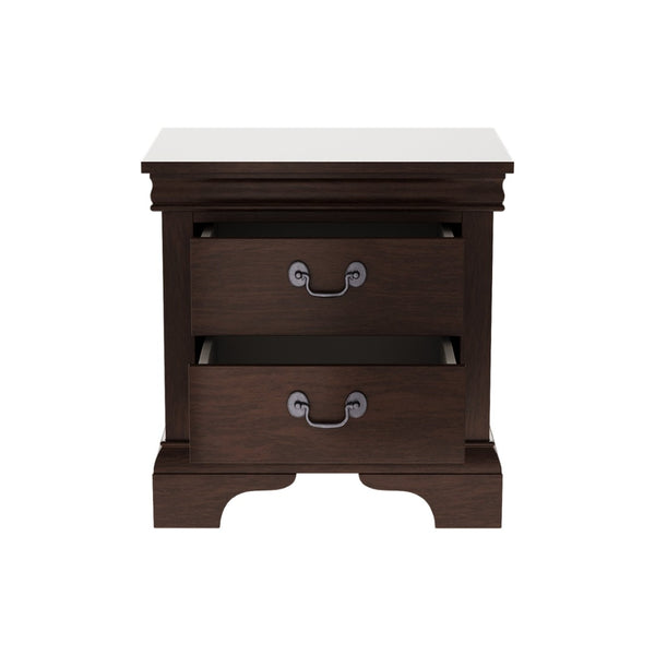 English Elm 22" Classic Wood Nightstand with Crown Molding and Scroll Pulls for Traditional Bedrooms Cherry B2757P456203