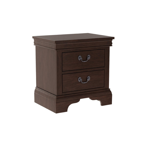 English Elm 22" Classic Wood Nightstand with Crown Molding and Scroll Pulls for Traditional Bedrooms Cherry B2757P456203