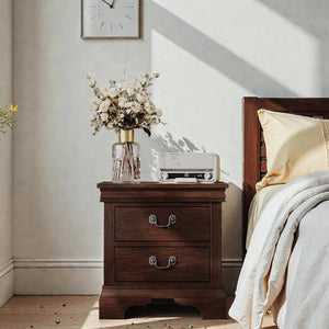 English Elm 22" Classic Wood Nightstand with Crown Molding and Scroll Pulls for Traditional Bedrooms Cherry B2757P456203