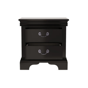 English Elm 22" Classic Wood Nightstand with Crown Molding and Scroll Pulls for Traditional Bedrooms Black B2757P456204