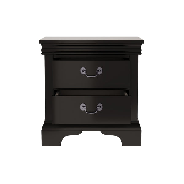 English Elm 22" Classic Wood Nightstand with Crown Molding and Scroll Pulls for Traditional Bedrooms Black B2757P456204